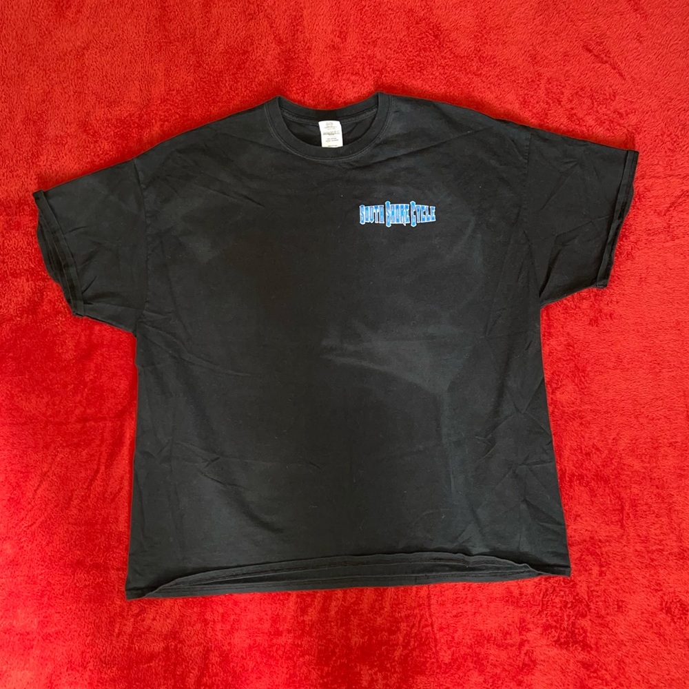 Mens 2XL motorcycle black and blue t-shirt in good used condition